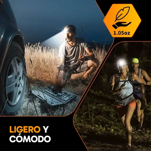 Foco LED frontal recargable, 500 lúmenes, batería 1200 mAh, resistente al agua, ideal para camping, senderismo, caza, pesca y reparaciones, foto 4 de 5
