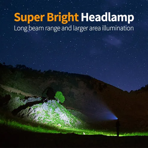 Foco LED frontal recargable, 500 lúmenes, batería 1200 mAh, resistente al agua, ideal para camping, senderismo, caza, pesca y reparaciones, foto 5 de 5