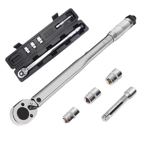 Kit llaves dinamométricas de 1/2 pulgada, 20-150 pies libras / 28-210 con 3 enchufes y barra de extensión, para bicicletas, motocicletas, automóviles, foto 1 de 4