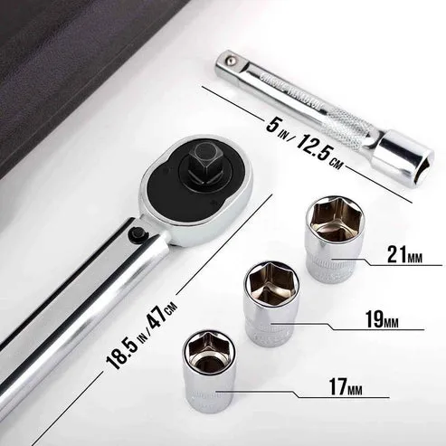 Kit llaves dinamométricas de 1/2 pulgada, 20-150 pies libras / 28-210 con 3 enchufes y barra de extensión, para bicicletas, motocicletas, automóviles, foto 2 de 4