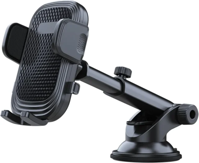 Soporte para teléfono de automóvil, ultra estable, compatible con teléfonos grandes y funda gruesa, brazo largo para tablero, para parabrisas, foto 1 de 6