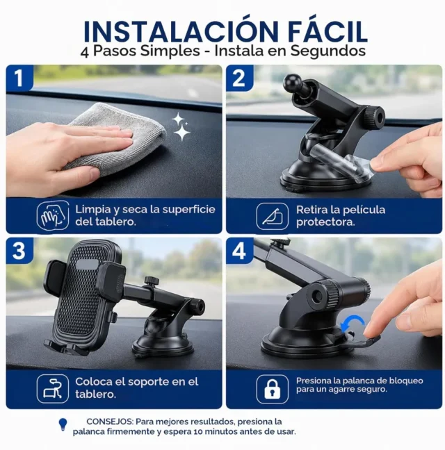 Soporte para teléfono de automóvil, ultra estable, compatible con teléfonos grandes y funda gruesa, brazo largo para tablero, para parabrisas, foto 4 de 6