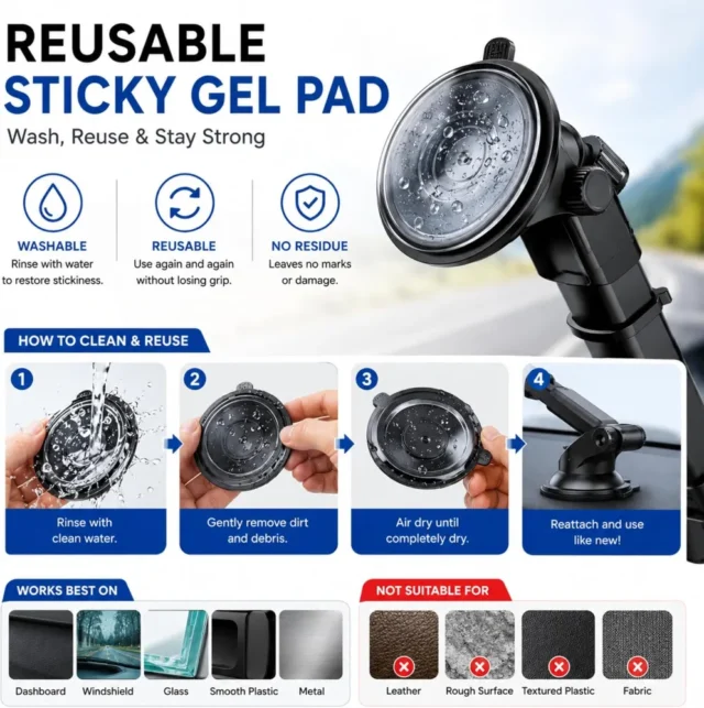 Soporte para teléfono de automóvil, ultra estable, compatible con teléfonos grandes y funda gruesa, brazo largo para tablero, para parabrisas, foto 5 de 6