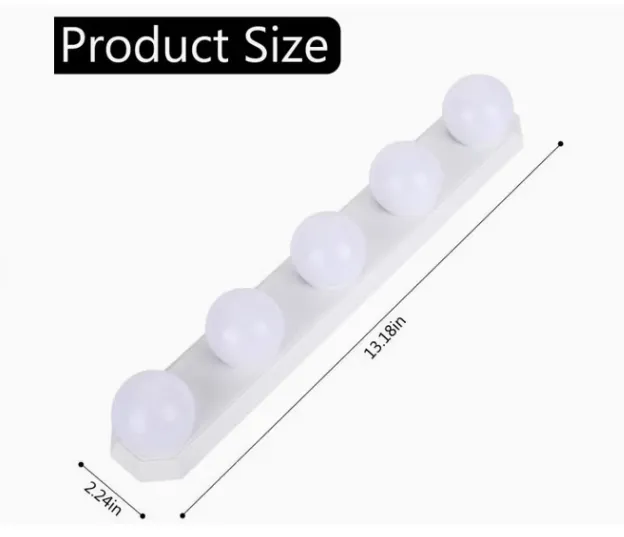 Lámpara de maquillaje estilo Hollywood, 3 modos de luz LED ajustables, alimentación USB portátil, para baño y vestidor, foto 2 de 3
