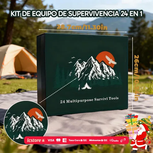 Kit de supervivencia y camping 24 en 1, herramientas multifunción, para aventura y exterior, foto 3 de 4