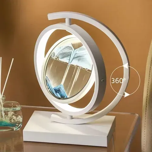 Lámpara de arena 3D decorativa con luz LED, giro 360°, movimiento líquido turquesa, relajante y elegante para hogar u oficina, foto 1 de 4