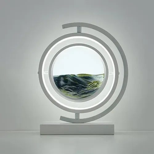 Lámpara de arena 3D decorativa con luz LED, giro 360°, movimiento líquido turquesa, relajante y elegante para hogar u oficina, foto 2 de 4