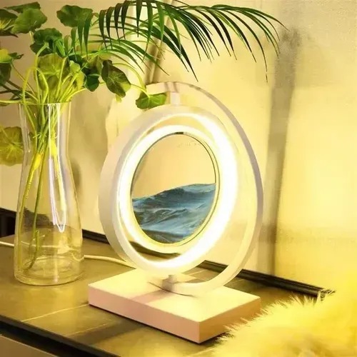 Lámpara de arena 3D decorativa con luz LED, giro 360°, movimiento líquido turquesa, relajante y elegante para hogar u oficina, foto 3 de 4