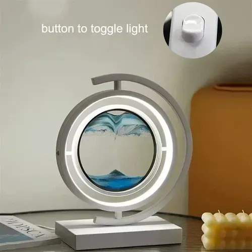 Lámpara de arena 3D decorativa con luz LED, giro 360°, movimiento líquido turquesa, relajante y elegante para hogar u oficina, foto 4 de 4
