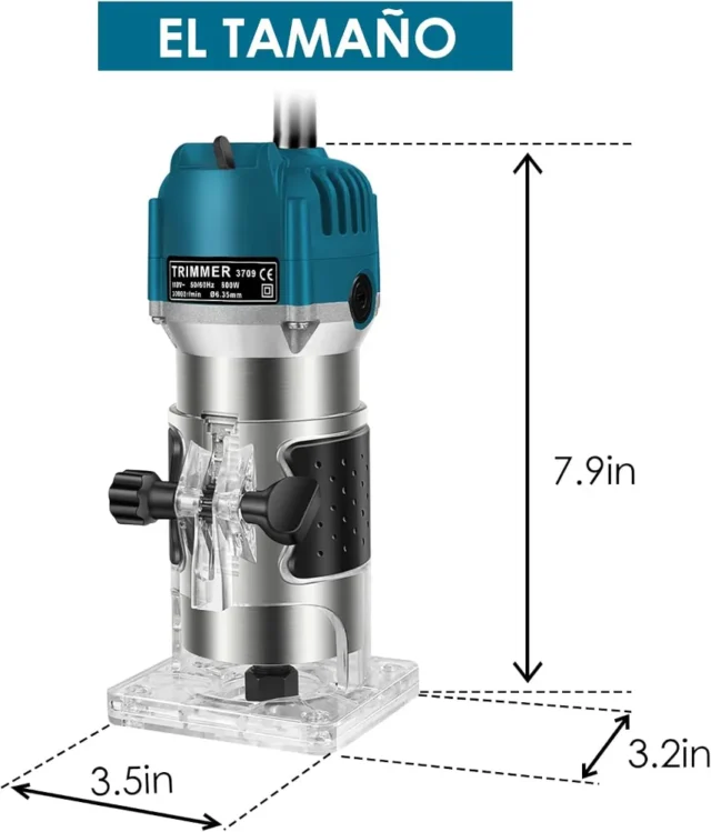 Fresadora de madera 800W, 30000 RPM, compacta, con 15 fresas para ranura y corte, para trabajos de carpintería y grabado, foto 2 de 5