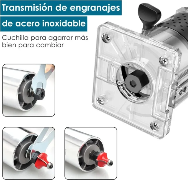 Fresadora de madera 800W, 30000 RPM, compacta, con 15 fresas para ranura y corte, para trabajos de carpintería y grabado, foto 3 de 5