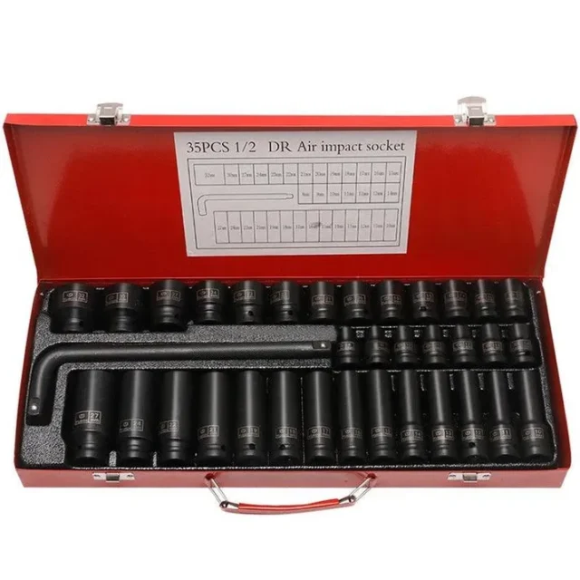 Juego de 35 cubos de impacto de 1/2 pulgada, profundo, para garaje, taller, coche, camión, reparación, herramientas manuales, foto 1 de 4