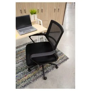 Silla de oficina ergonómica con respaldo de malla transpirable, soporte lumbar, altura ajustable, apoyabrazos y base giratoria con 5 ruedas., foto 4 de 4