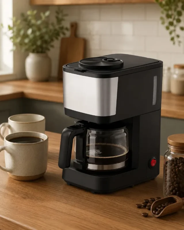 Cafetera de Goteo, 0.75L, 6 Tazas, 600W, Color Negro, con Botón de Encendido/Apagado y Apagado Automático