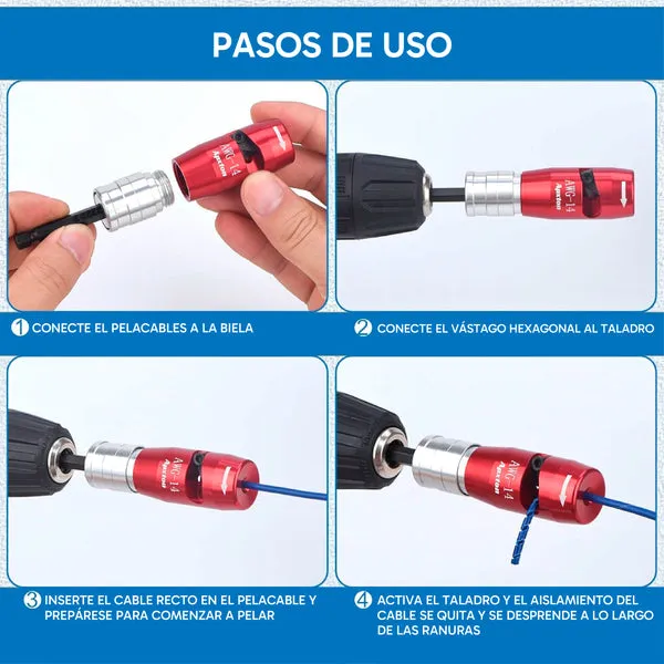 Juego de 5 pelacables profesionales, herramientas para pelar y retorcer cables rápidamente, para electricistas y aficionados al bricolaje, incluye estuche, foto 3 de 5