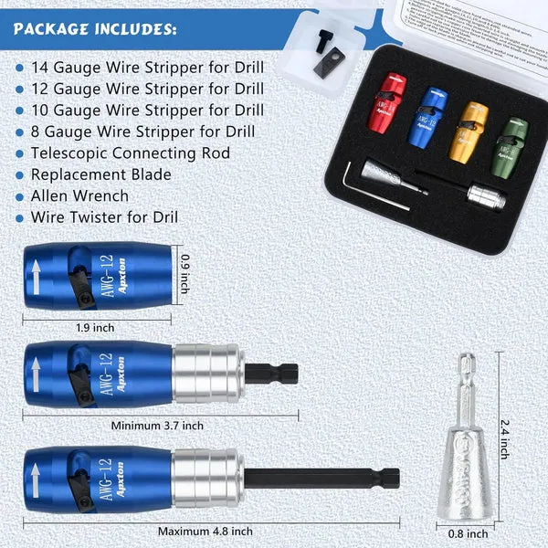 Juego de 5 pelacables profesionales, herramientas para pelar y retorcer cables rápidamente, para electricistas y aficionados al bricolaje, incluye estuche, foto 5 de 5