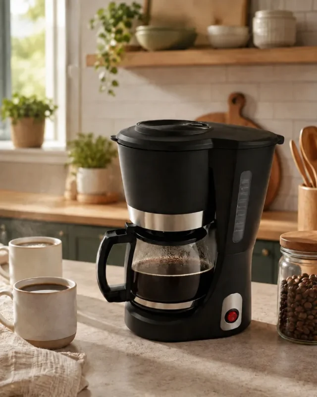 Cafetera de goteo para encimera, jarra de vidrio de 9 tazas, filtro permanente, botón de encendido, para hogar y oficina