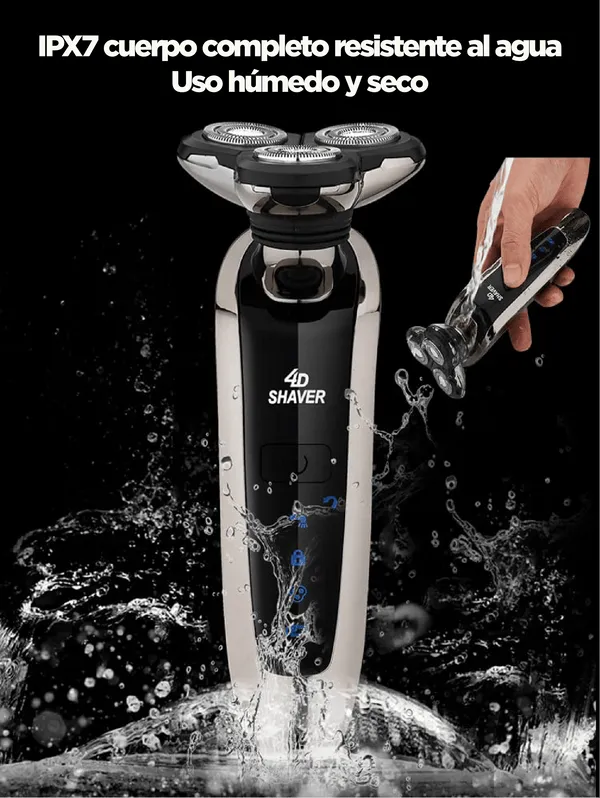 Afeitadora eléctrica recargable 5 en 1, 100% impermeable IPX7, para hombre, con cepillos multifuncionales y cabezal giratorio flotante, para barba, nariz y limpieza facial, foto 3 de 4