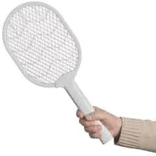 Raqueta matamosquitos eléctrica recargable por USB, rejilla de alto voltaje, con base, para hogar y exteriores, foto 3 de 4