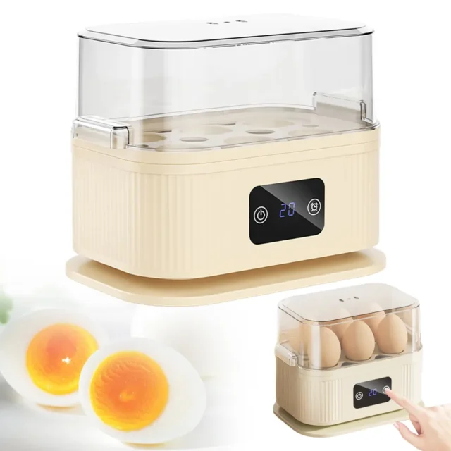Cocedor de Huevos Eléctrico Rápido, Capacidad para 6 Huevos, Cocción al Vapor, Temporizador Digital, Apagado Automático, Compacto, Beige, foto 1 de 5
