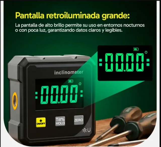 Inclinómetro Digital de Alta Precisión, pantalla LCD, para carpintería, mecánica y construcción, foto 3 de 5