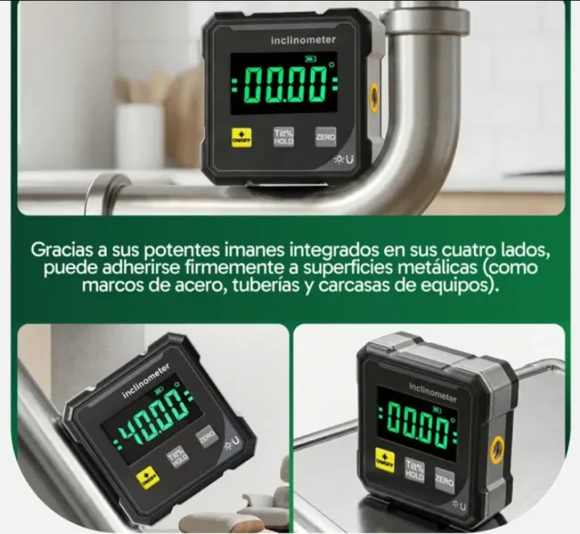 Inclinómetro Digital de Alta Precisión, pantalla LCD, para carpintería, mecánica y construcción, foto 4 de 5