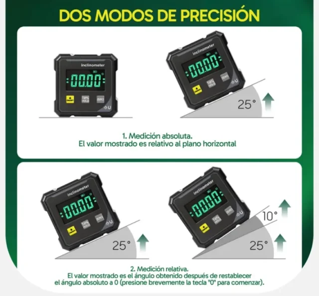 Inclinómetro Digital de Alta Precisión, pantalla LCD, para carpintería, mecánica y construcción, foto 5 de 5