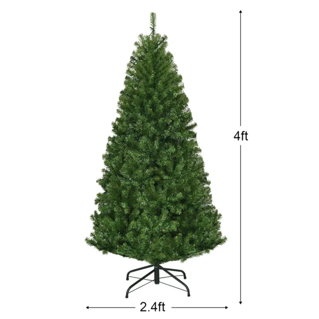 Árbol de Navidad artificial 1.2 metros verde frondoso con soporte metálico, foto 2 de 3