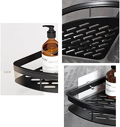 Estante de ducha esquinero con ventosa adhesiva, organizador sin taladrar para baño y cocina en aluminio, foto 2 de 4