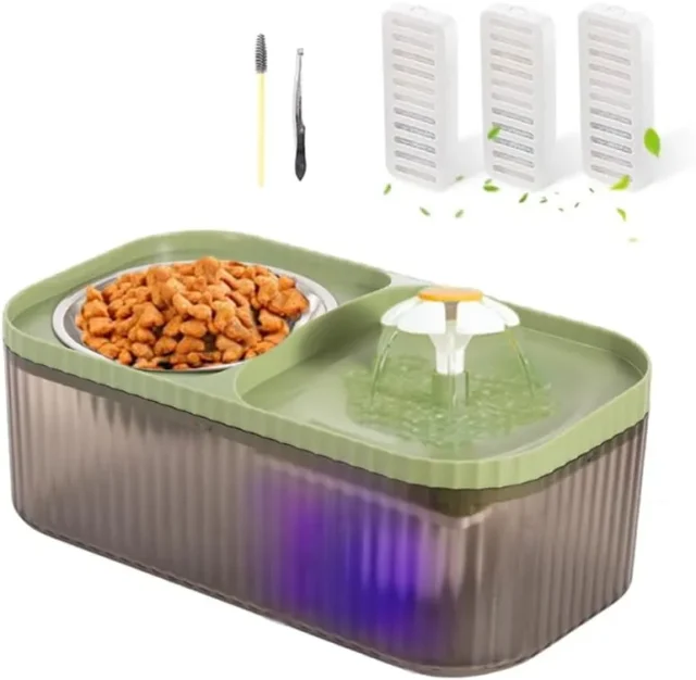 Fuente de agua y comedero automático para mascotas 2 en 1, 3 litros de capacidad, diseño silencioso, 3 filtros de reemplazo incluidos, para gatos y perros pequeños, foto 4 de 4