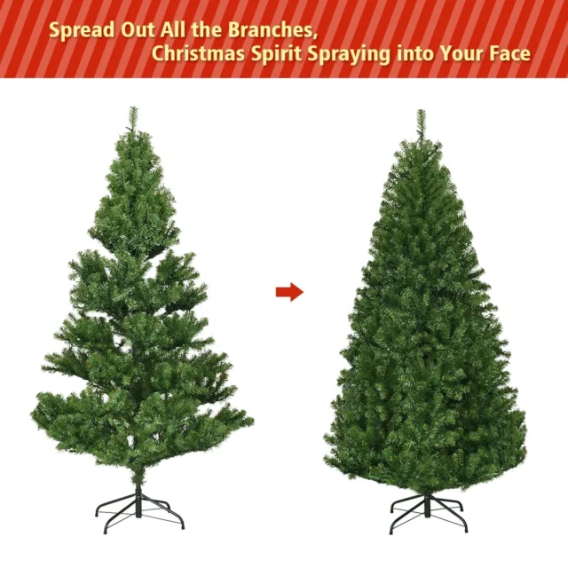 Árbol de Navidad artificial 1.5 m (5 ft) frondoso verde con base metálica, foto 3 de 4