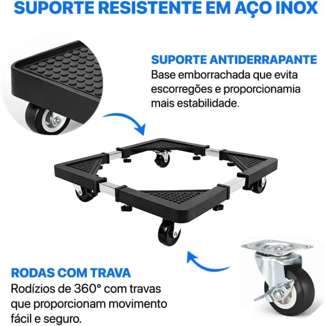Carro de apoyo móvil con ruedas para electrodomésticos y muebles, capacidad 138 kg, foto 3 de 5