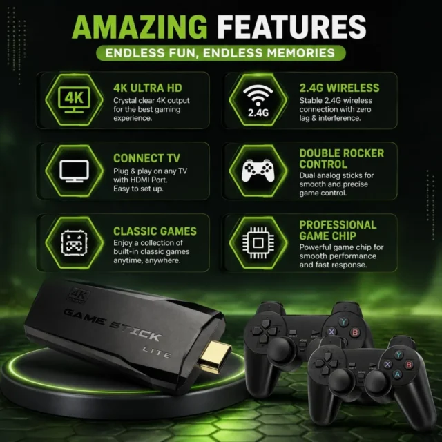 Consola de juegos retro 2.4G inalámbrica con 1 mando y conectividad HDMI para TV, foto 2 de 5