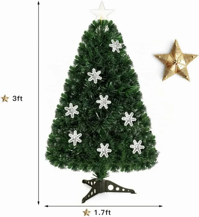 Árbol de Navidad artificial fibra óptica 90 cm LED multicolor nieve preilu minado, foto 4 de 4