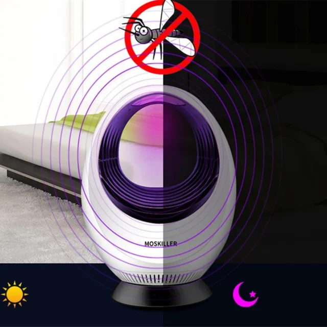 Trampa eléctrica para moscas con luz UV recargable por USB, diseño 360 grados portátil, foto 5 de 7