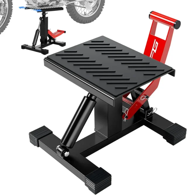 Elevador de motocicleta y bicicleta en acero ajustable hasta 150 kg con plataforma antideslizante, foto 1 de 5
