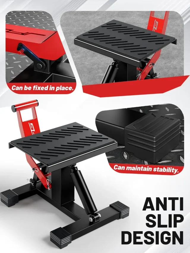 Elevador de motocicleta y bicicleta en acero ajustable hasta 150 kg con plataforma antideslizante, foto 2 de 5