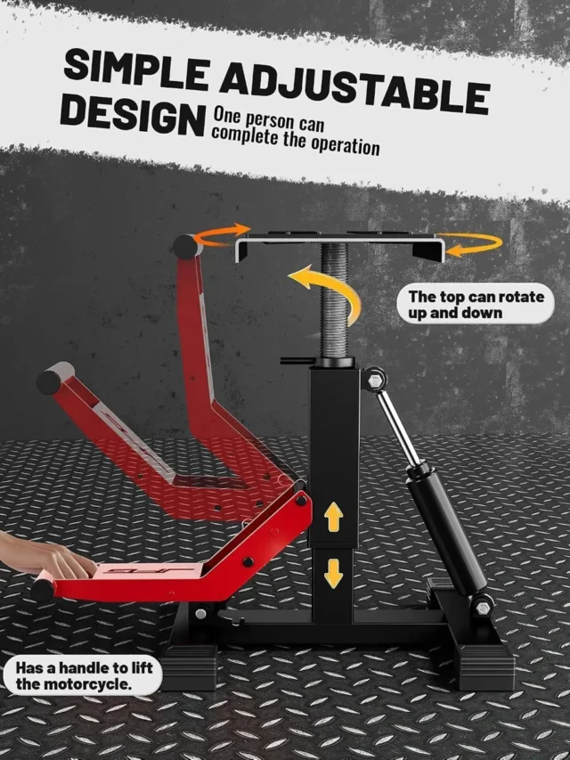 Elevador de motocicleta y bicicleta en acero ajustable hasta 150 kg con plataforma antideslizante, foto 3 de 5