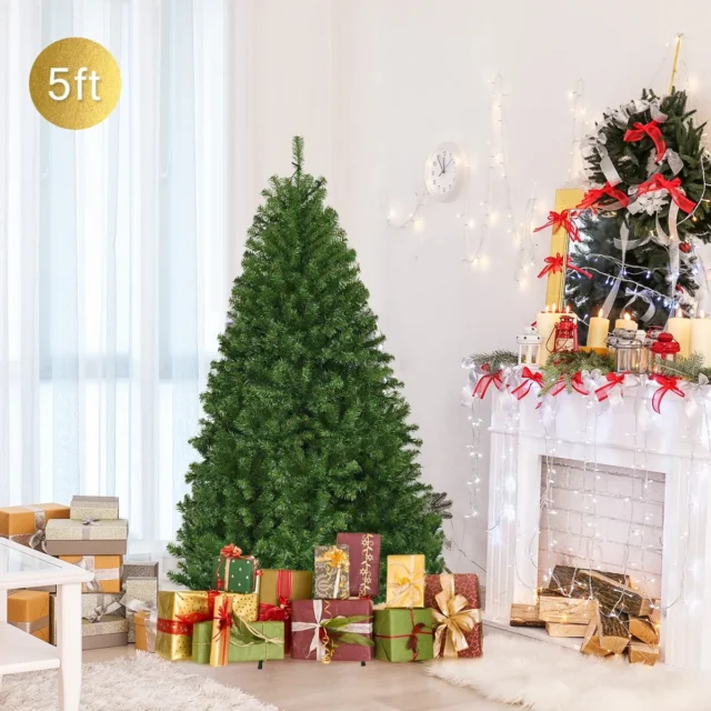 Árbol de Navidad artificial 1.5 m (5 ft) frondoso verde con base metálica, foto 1 de 4