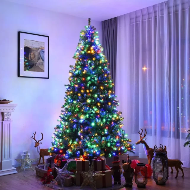 Árbol de Navidad Artificial 8 Pies Preiluminado con 750 Luces LED Multicolor y 11 Modos, foto 1 de 5
