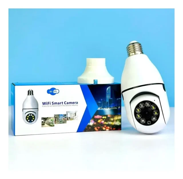 Cámara WiFi panorámica 360° con bombilla LED, micrófono y detección de movimiento, foto 7 de 7