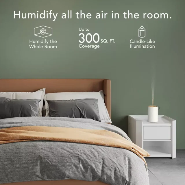 Humidificador ultrasónico pequeño Votiv 4, niebla fría, 0,31 galones capacidad, sin filtro, funcionamiento continuo 15 horas para espacios hasta 300 pies cuadrados, foto 5 de 6
