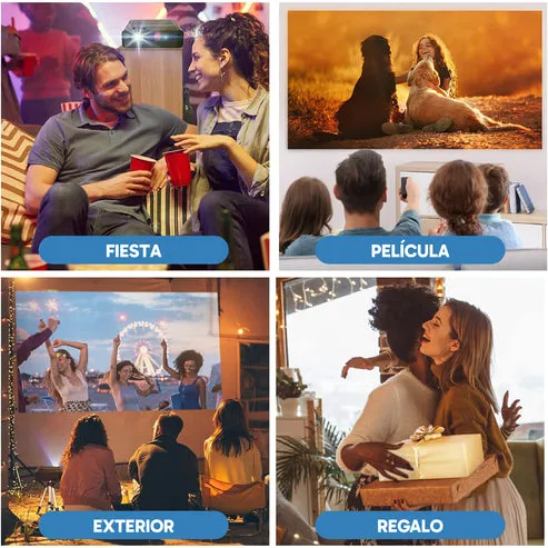 Mini proyector WiFi Full HD 1920x1080 con espejo de pantalla inalámbrico, compatible iOS Android Windows Chromecast, pantalla hasta 200 pulgadas y altavoces integrados, foto 3 de 4