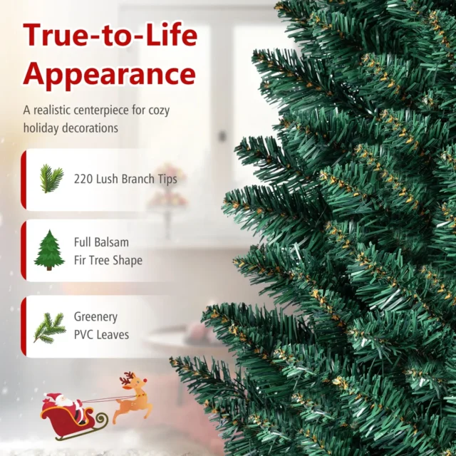 Árbol de Navidad artificial tipo lápiz 150 cm altura, base hierro, 220 ramas PVC verde, foto 2 de 5