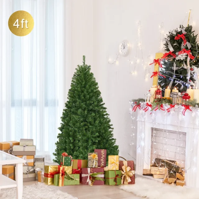 Árbol de Navidad artificial 1.2 metros verde frondoso con soporte metálico, foto 1 de 3