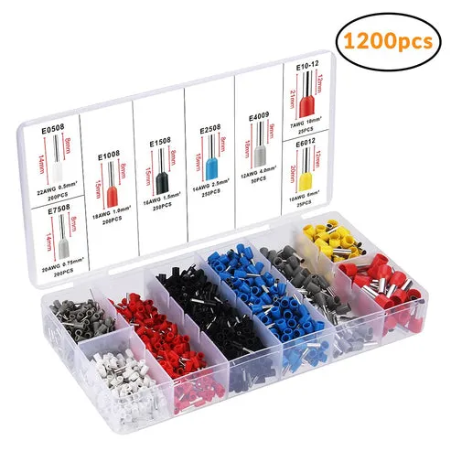 Crimpadora de cable con trinquete autoajustable, 1200 terminales y conectores variados, mango ergonómico antideslizante y organizador, para electricidad y bricolaje, foto 5 de 5