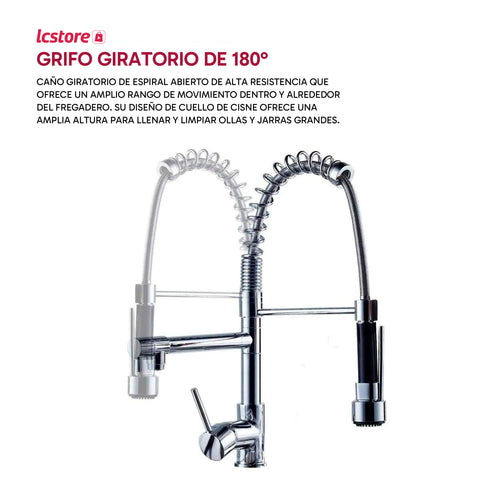 Grifo de cocina con rociador de acero inoxidable cepillado, dos modos de pulverización con chorro aireado y spray de preenjuague, altura de 16 pulgadas (40,6 cm) y líneas de agua de 27,5 pulgadas, foto 4 de 5