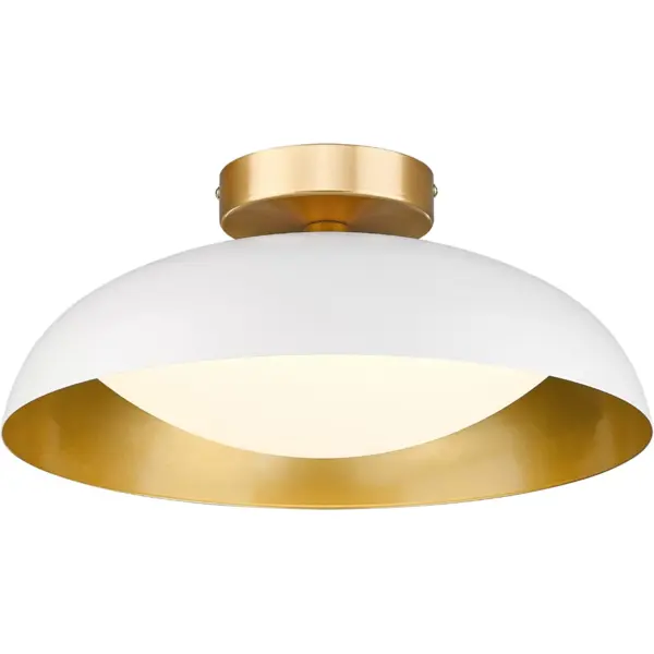 kudos KDCL02-WT - Lámpara de techo LED de 16 pulgadas, acabado blanco y dorado, 24 W, 2400 lm