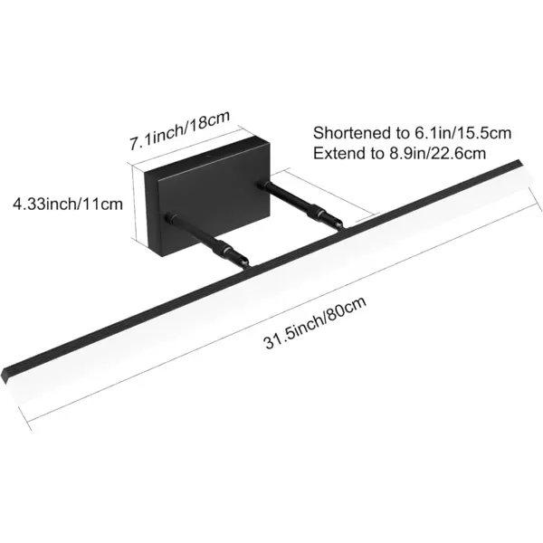 Aipsun Lámpara de tocador negra moderna de 31.5 pulgadas, accesorios de iluminación de baño ajustables sobre espejo giratorio 5500K