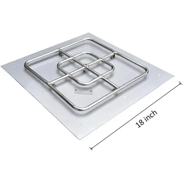 onlyfire - Sartén plana cuadrada de acero inoxidable con anillo de quemador, 46cm
